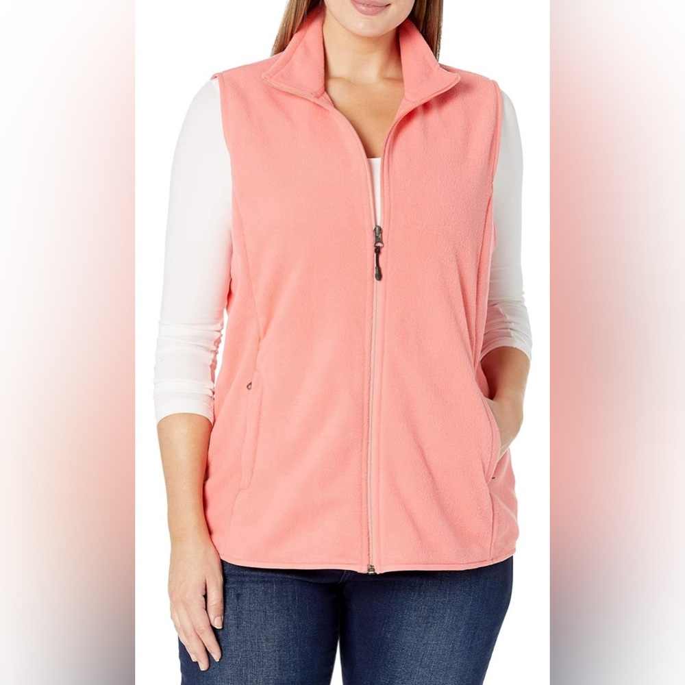NWT Women’s Coral Plus Size Sleeveless Polar Fleece Jacket with Pock…